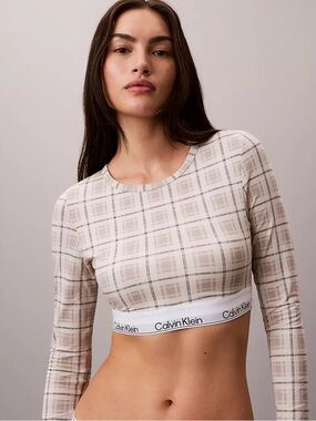Calvin Klein Icon Cotton Modal Lightly Lined Long Sleeve Tee Bralette